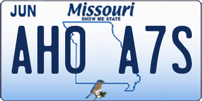 MO license plate AH0A7S