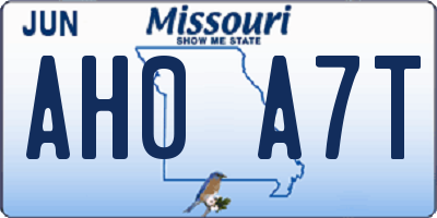 MO license plate AH0A7T