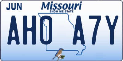 MO license plate AH0A7Y