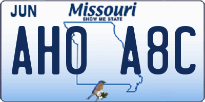 MO license plate AH0A8C