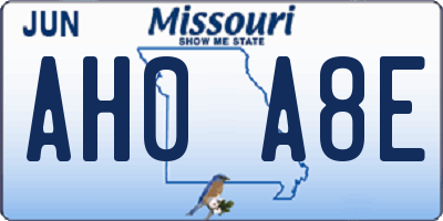 MO license plate AH0A8E