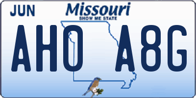 MO license plate AH0A8G