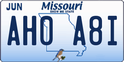 MO license plate AH0A8I