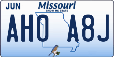MO license plate AH0A8J