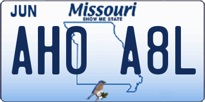 MO license plate AH0A8L