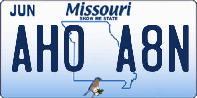 MO license plate AH0A8N