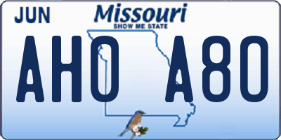 MO license plate AH0A8O