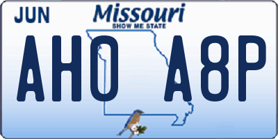 MO license plate AH0A8P