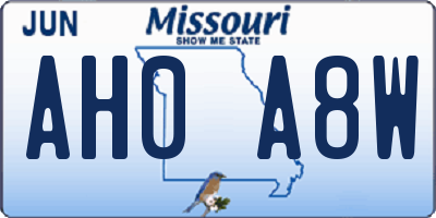 MO license plate AH0A8W