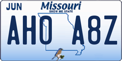 MO license plate AH0A8Z