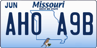 MO license plate AH0A9B