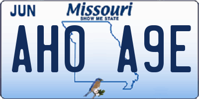 MO license plate AH0A9E