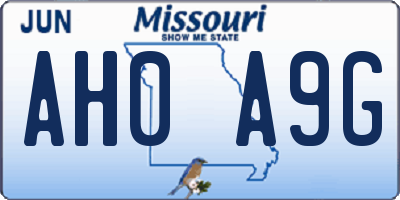 MO license plate AH0A9G