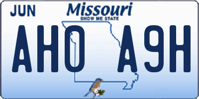 MO license plate AH0A9H