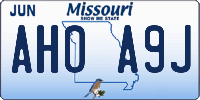 MO license plate AH0A9J