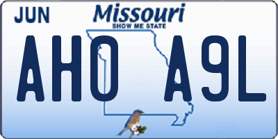 MO license plate AH0A9L