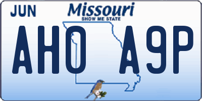 MO license plate AH0A9P