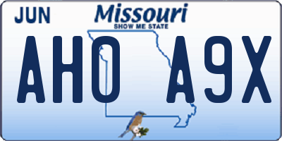 MO license plate AH0A9X