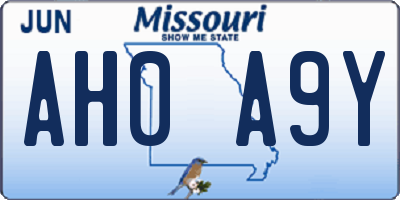 MO license plate AH0A9Y