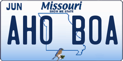 MO license plate AH0B0A