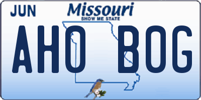 MO license plate AH0B0G