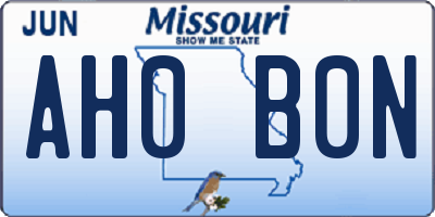 MO license plate AH0B0N