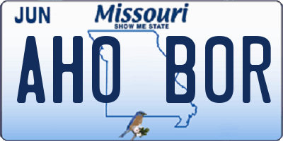 MO license plate AH0B0R