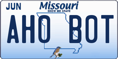 MO license plate AH0B0T