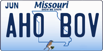 MO license plate AH0B0V