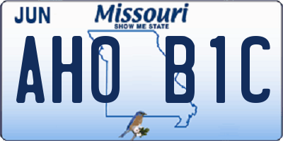 MO license plate AH0B1C