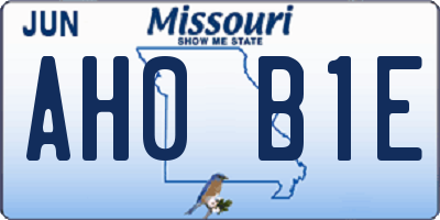 MO license plate AH0B1E