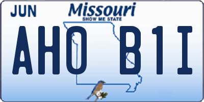MO license plate AH0B1I