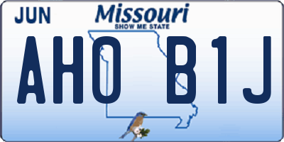 MO license plate AH0B1J