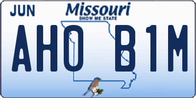 MO license plate AH0B1M