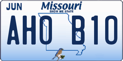 MO license plate AH0B1O