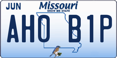 MO license plate AH0B1P