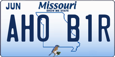 MO license plate AH0B1R