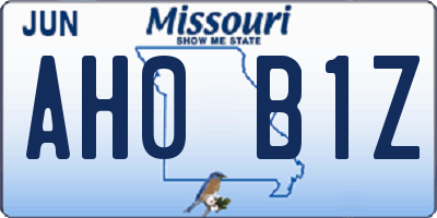 MO license plate AH0B1Z