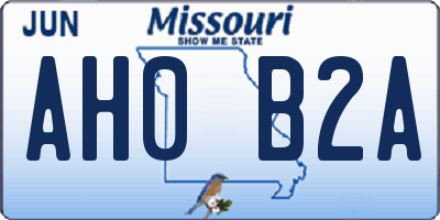 MO license plate AH0B2A