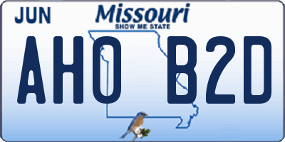 MO license plate AH0B2D