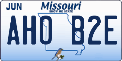 MO license plate AH0B2E