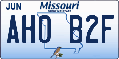 MO license plate AH0B2F