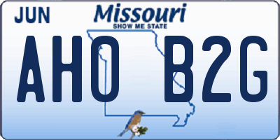 MO license plate AH0B2G