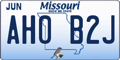 MO license plate AH0B2J