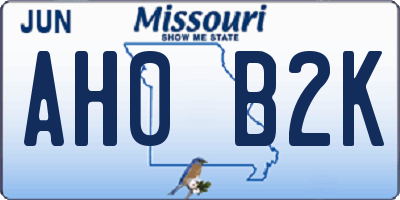 MO license plate AH0B2K