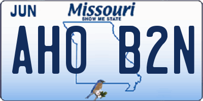 MO license plate AH0B2N