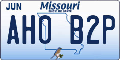 MO license plate AH0B2P