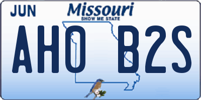 MO license plate AH0B2S