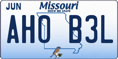 MO license plate AH0B3L