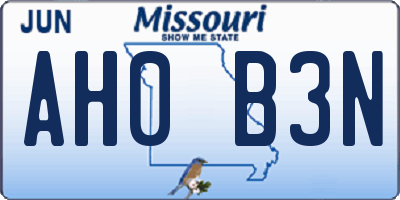 MO license plate AH0B3N